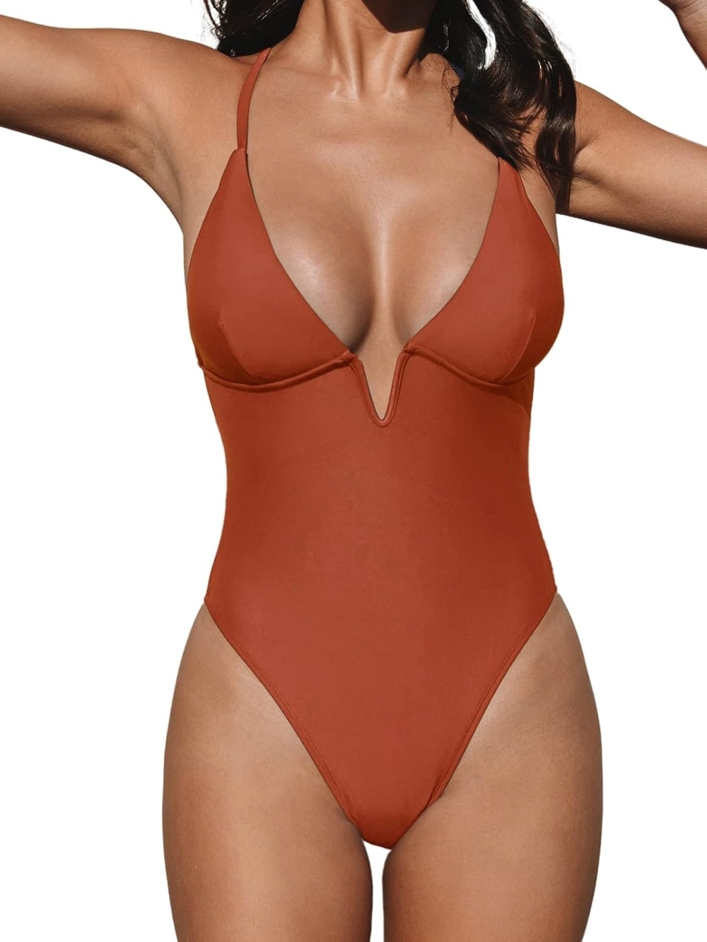 Cupshe Rust Orange One-Piece Swimsuit